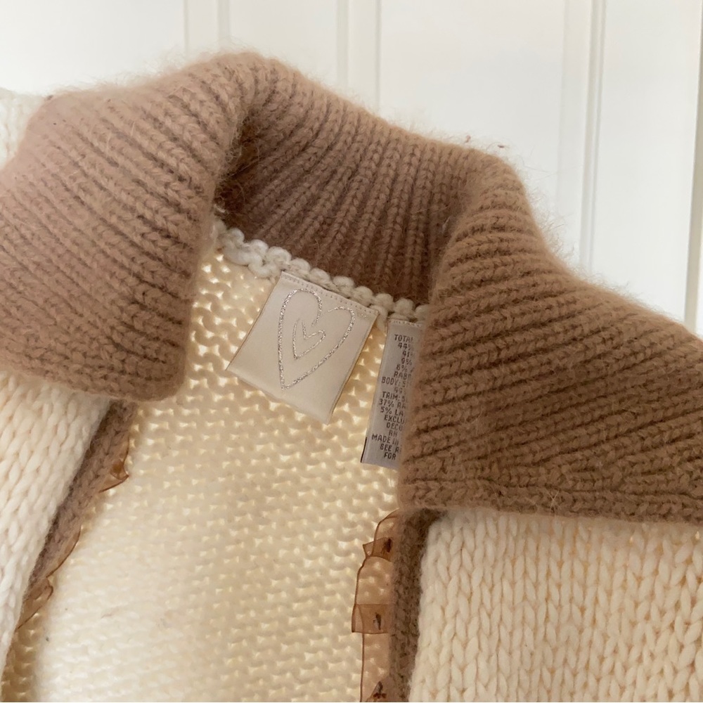Cream Cardigan with Brown Ruffle - Picture 5 of 12